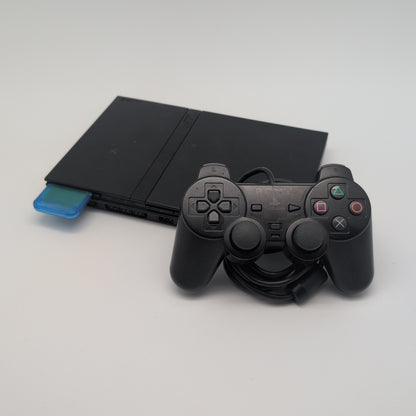 Sony PlayStation 2 Slim Console + Blue Memory Card